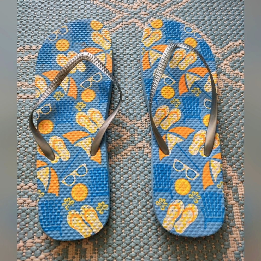Blue & Orange Flip Flops